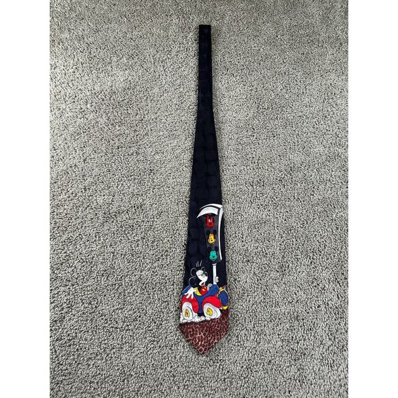 VINTAGE 90s Mickey & Co Atlas Design Neck Mens Silk Red Light Green Light Sweden - Picture 3 of 11